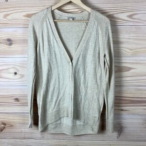 Gap‎ Cardigan Sweater Womens XS Beige Merino Wool Blend Lightweight